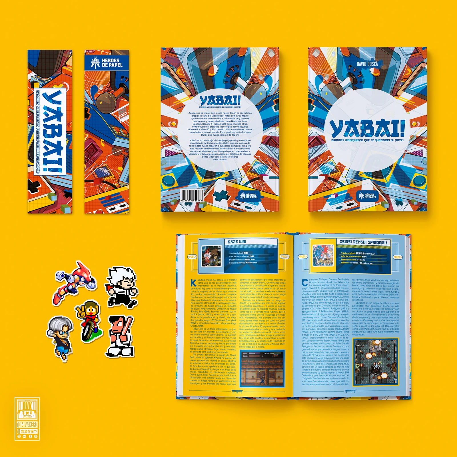 YABAI! · Héroes de Papel · Sistema editorial · Cubierta, guardas e interiores