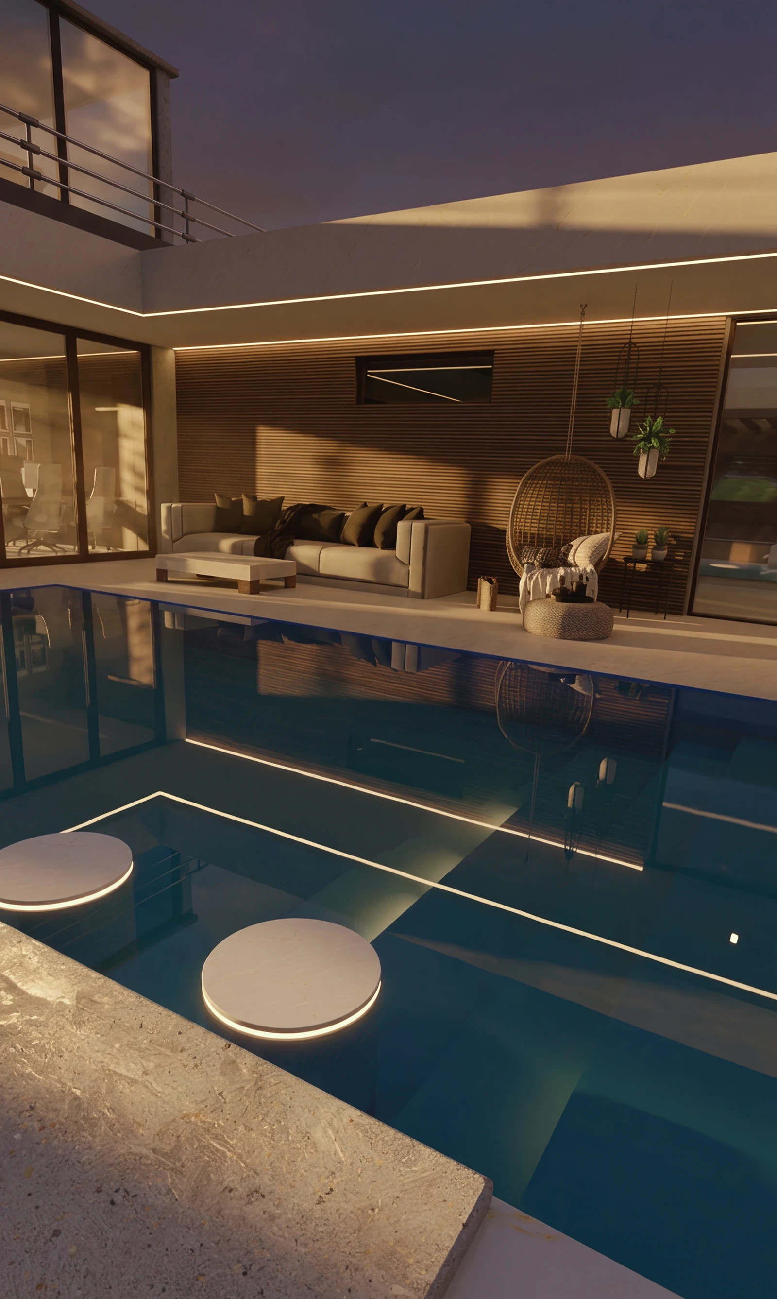 Calm and material · Pool at night · 14