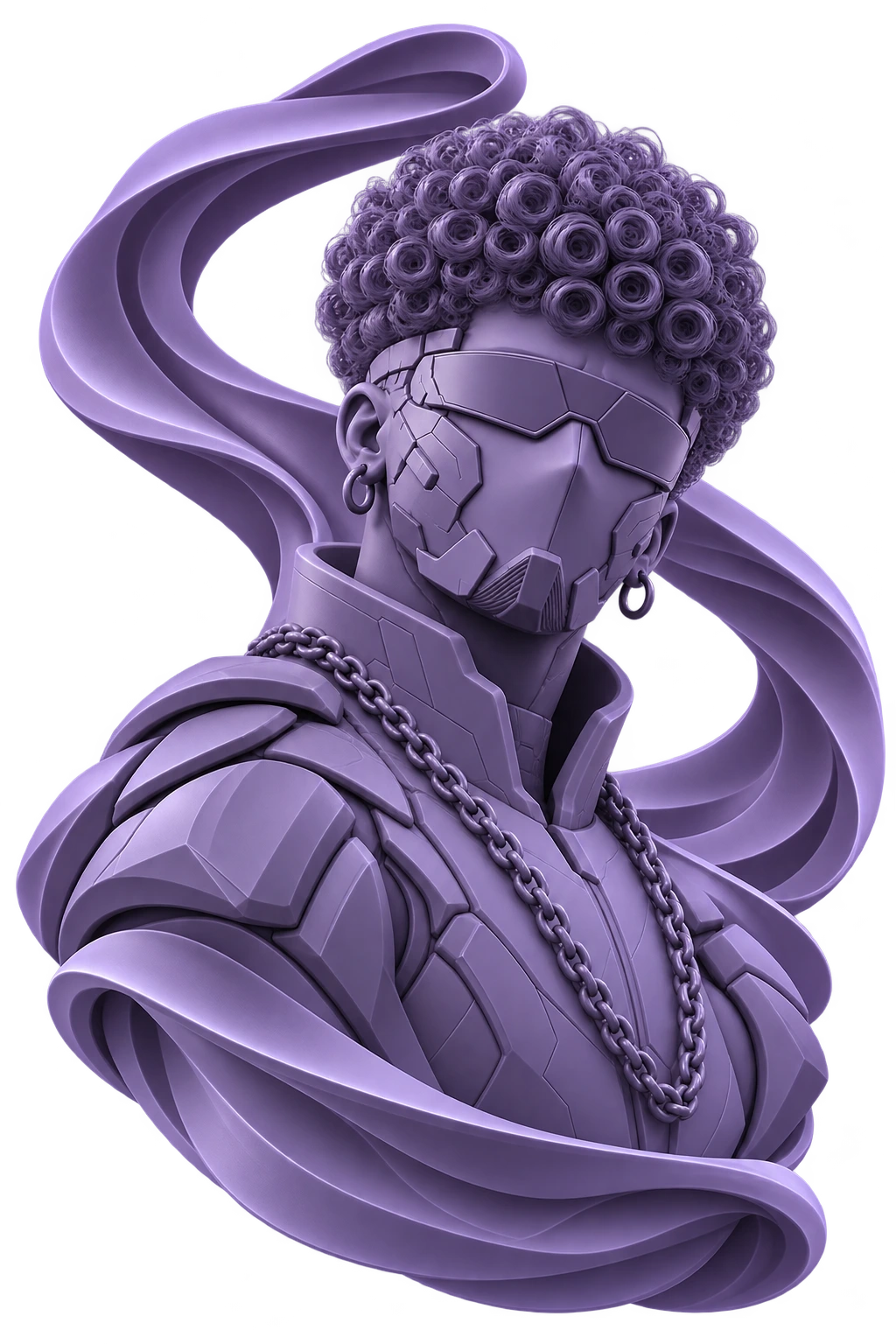 Personaje DVK morado con una onda escultórica